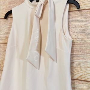 Calvin Klein Neck Bow Logo Sheath Sleeveless Dress Size 2‎